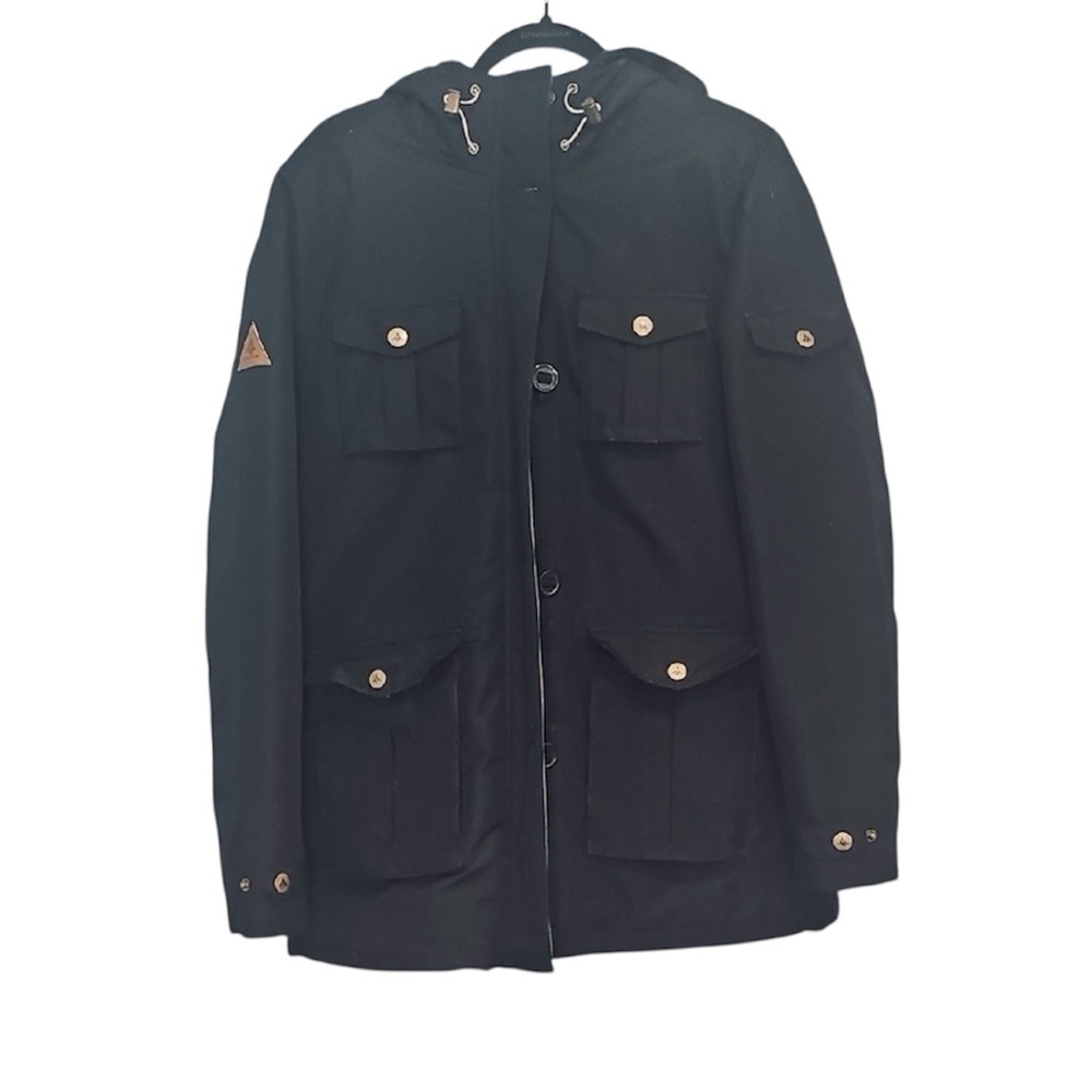 💚 Woods Black Hooded Jacket, Size L